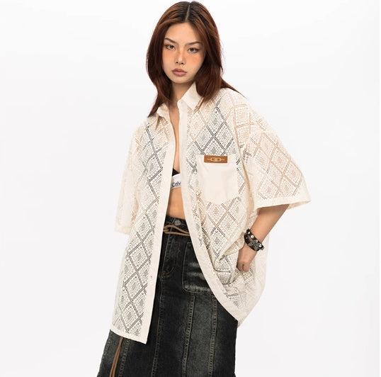 Cutout Button-Down Shirt