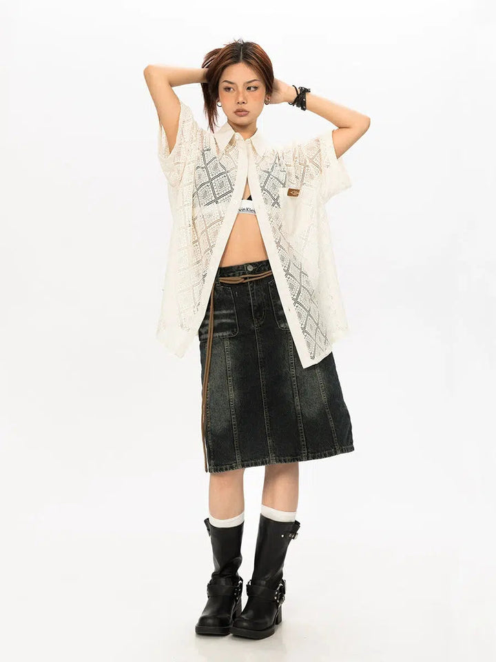 Cutout Button-Down Shirt