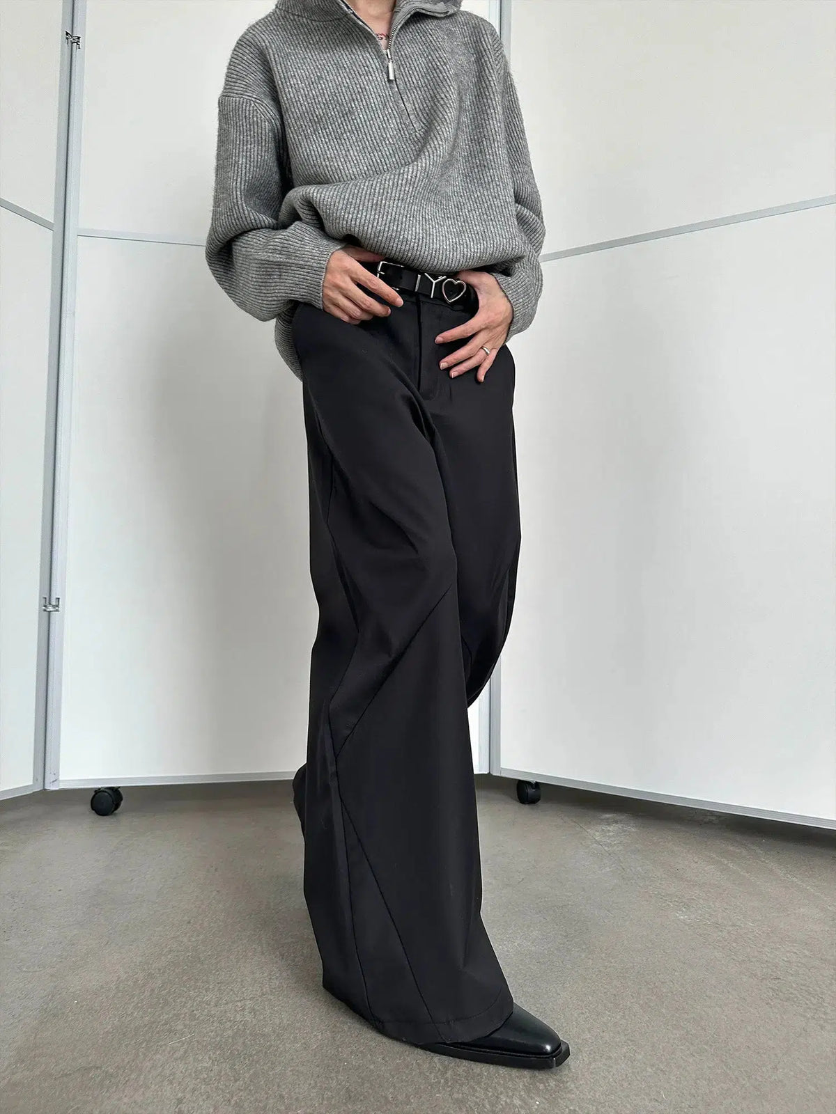 Cutting Splicing Wide-Leg Pleated Pants