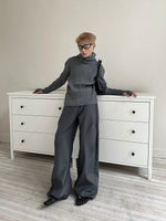 Cutting Splicing Wide-Leg Pleated Pants