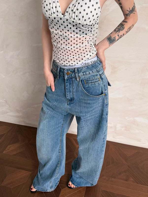 Wide Leg Loose Fit Denim Pants 5