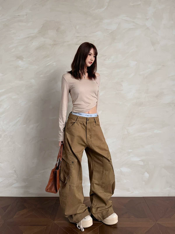 Wide Leg Multi-Pocket Cargo Pants 4