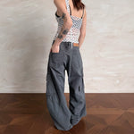 6040963769021,6040963769022,6040963769023,6040963769024,6040963769025, Wide Leg Multi-Pocket Cargo Pants