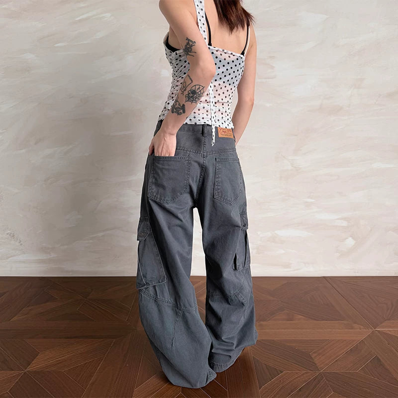 6040963769021,6040963769022,6040963769023,6040963769024,6040963769025, Wide Leg Multi-Pocket Cargo Pants