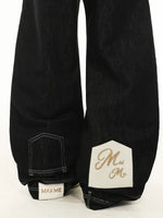 Wide-Leg Raw Denim Patchwork Jeans Pants 3