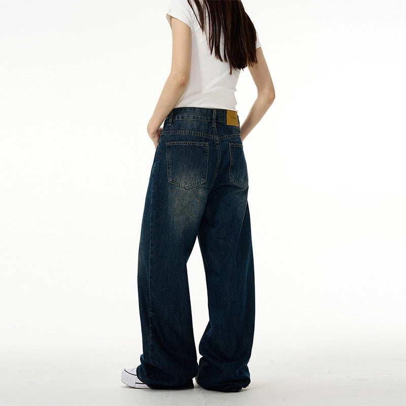 Dark Blue Wide-leg Jeans