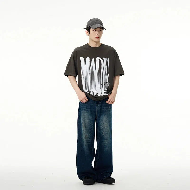 Dark Blue Wide-leg Jeans