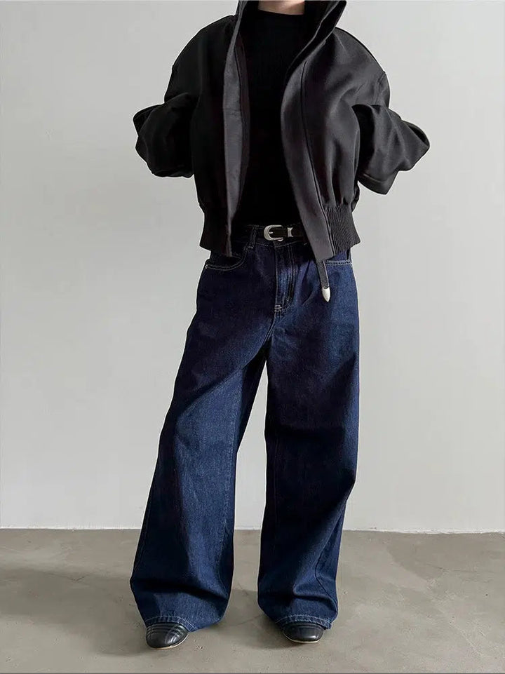 Dark Blue Wide-leg Jeans