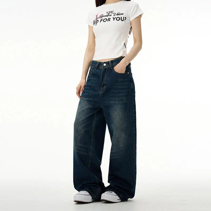 Dark Blue Wide-leg Jeans