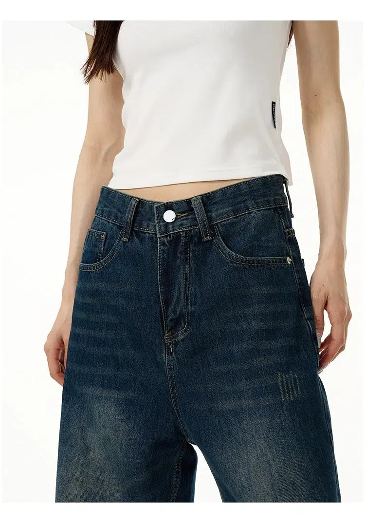 Dark Blue Wide-leg Jeans