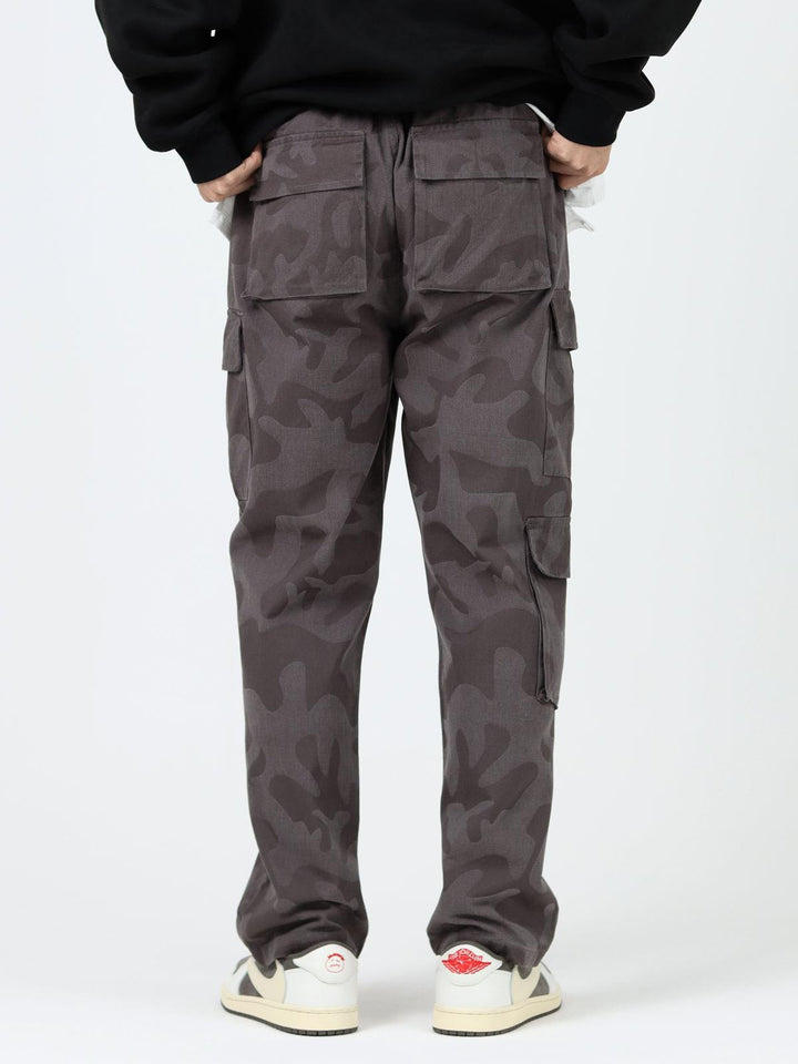 Dark Camouflage Cargo Drawstring Pants