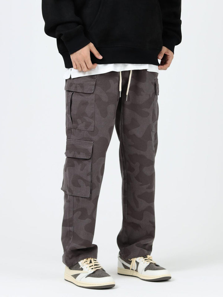 Dark Camouflage Cargo Drawstring Pants