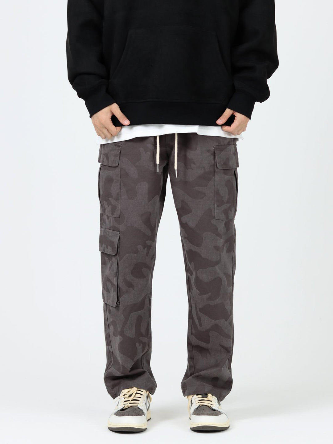 Dark Camouflage Cargo Drawstring Pants