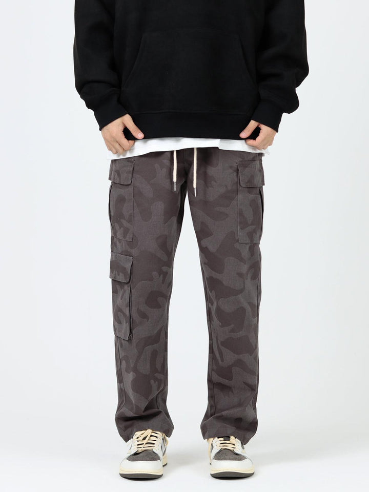 Dark Camouflage Cargo Drawstring Pants
