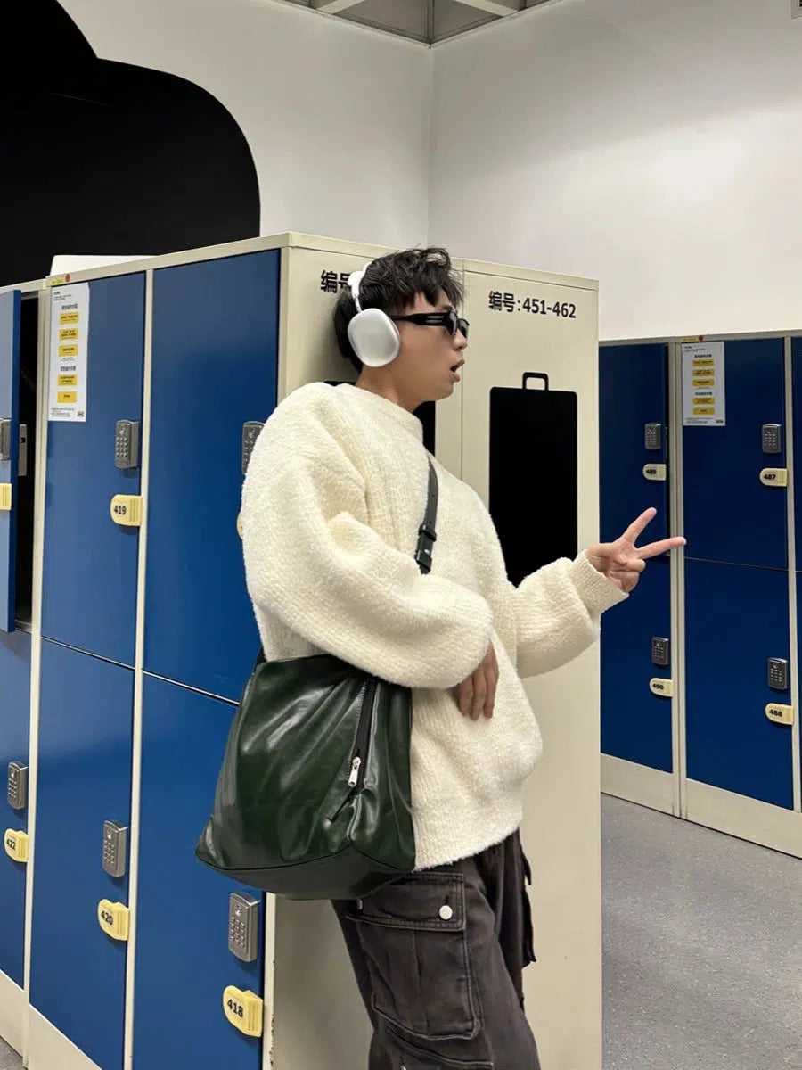 Dark Green Leather Crossbody Bag