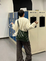 Dark Green Leather Crossbody Bag