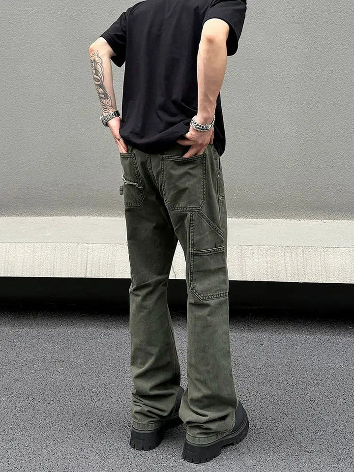 Dark Green Straight-leg Jeans