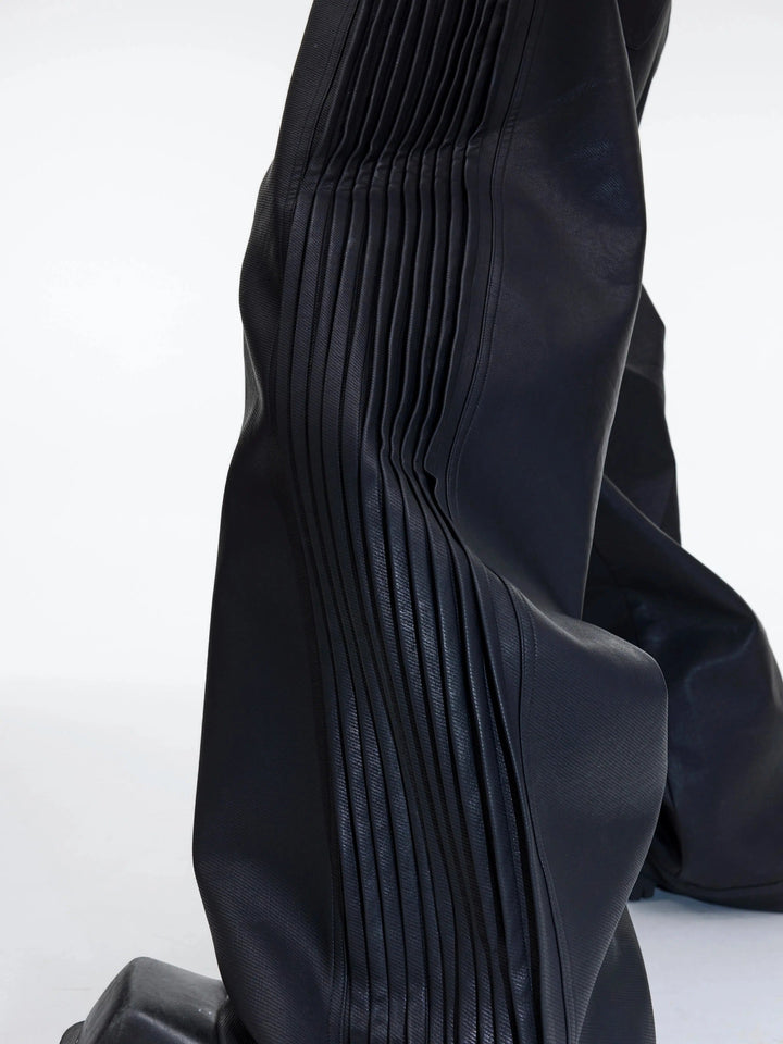 Deconstructed Pleated Matte Leather Pants