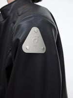 Deconstructed Metal Logo Short Leather Jacket