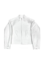 Deconstructed Metal Logo Short Leather Jacket