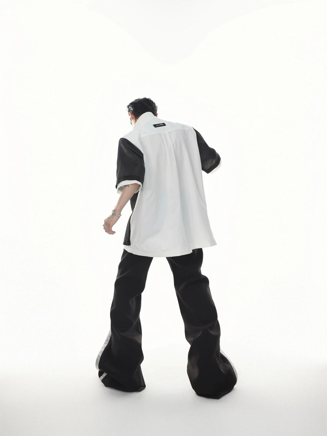 Deconstructed Short-Sleeve Cardigan Shirt