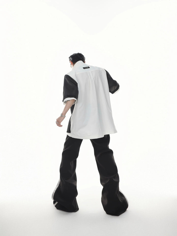 Deconstructed Short-Sleeve Cardigan Shirt