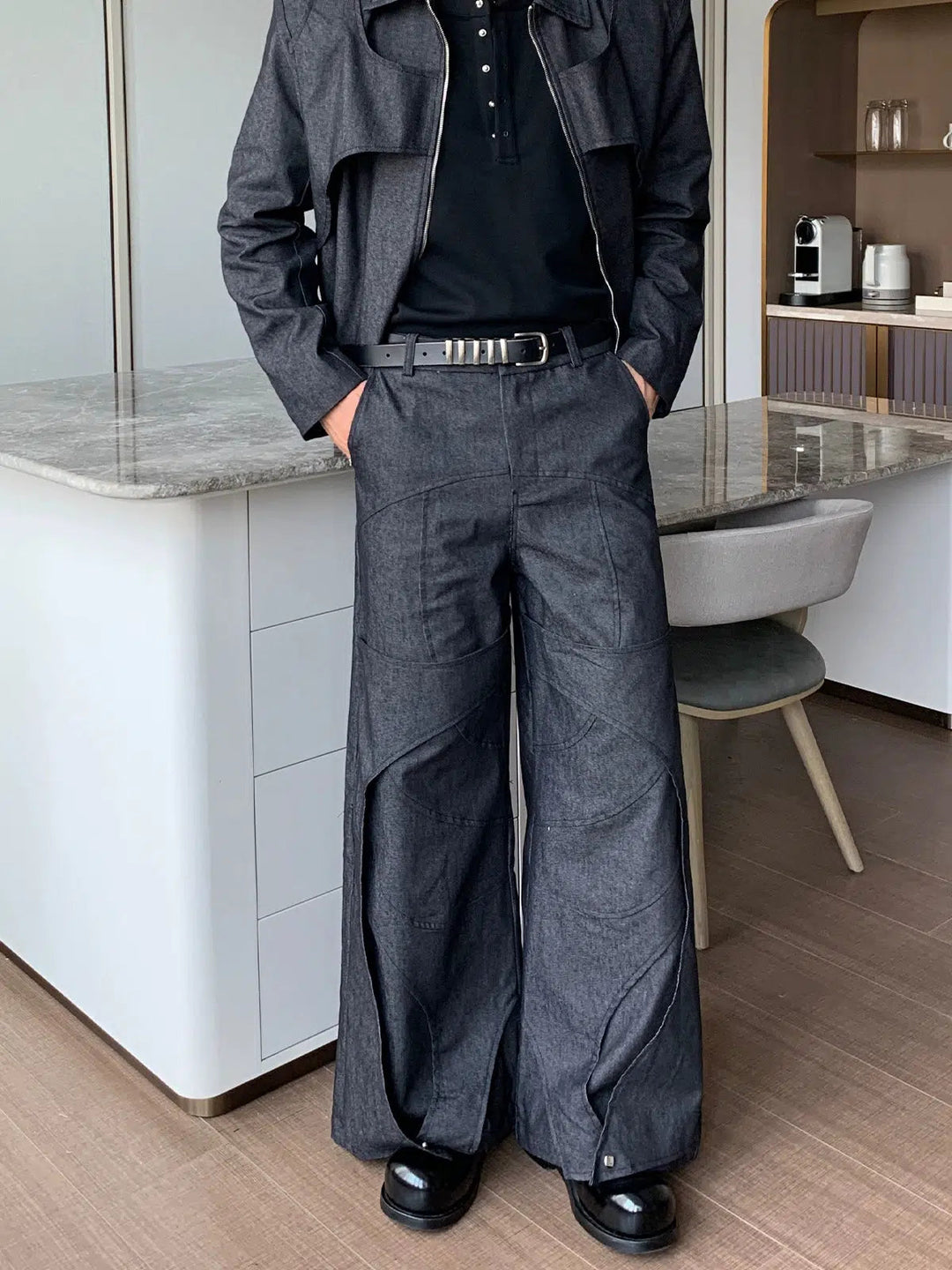 Deconstructed Silhouette Design Straight Casual Pants