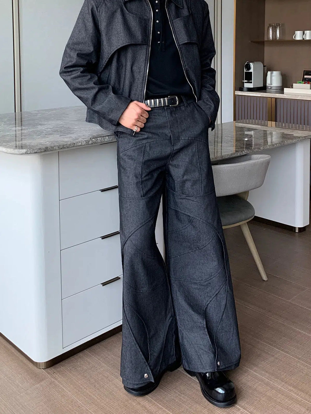 Deconstructed Silhouette Design Straight Casual Pants