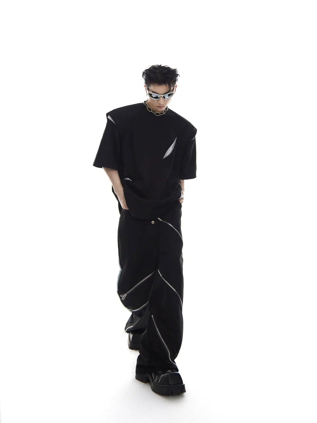 Deconstructed Split Shoulder Pad T-shirt