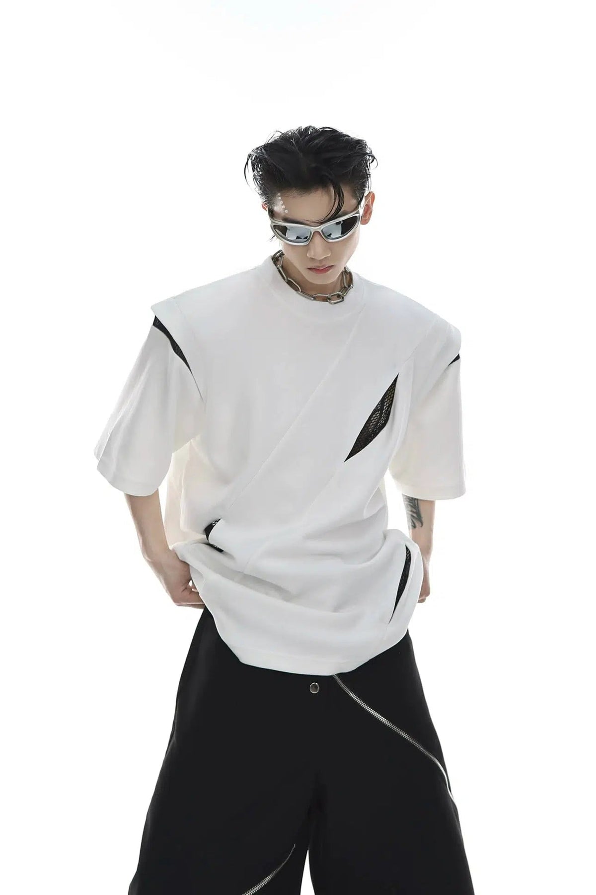 Deconstructed Split Shoulder Pad T-shirt