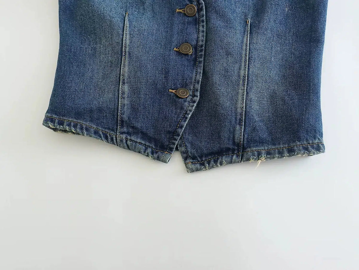 Denim Button-Up Vest
