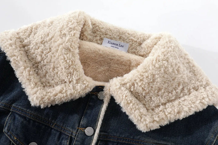 Faux Fur Collar Denim Jacket