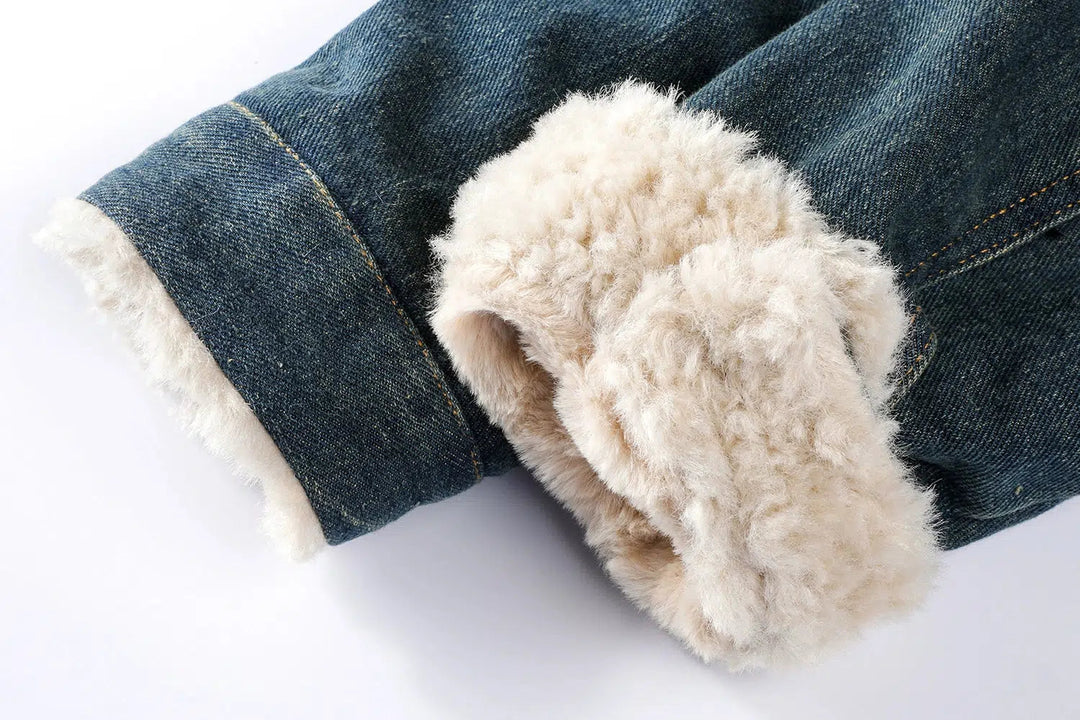 Faux Fur Collar Denim Jacket
