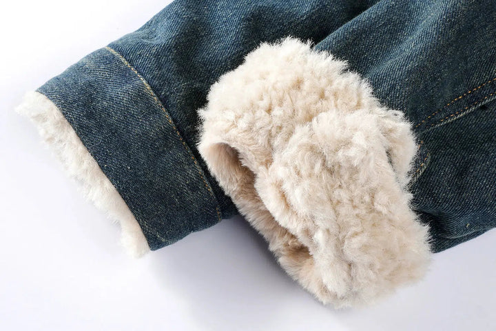 Faux Fur Collar Denim Jacket