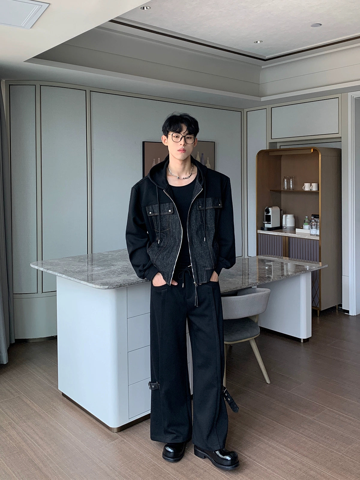 Denim Patchwork Fashion Suit