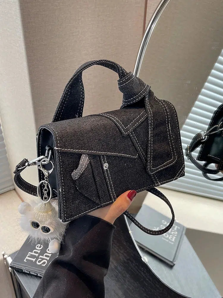 Denim Patchwork Small Square Bag