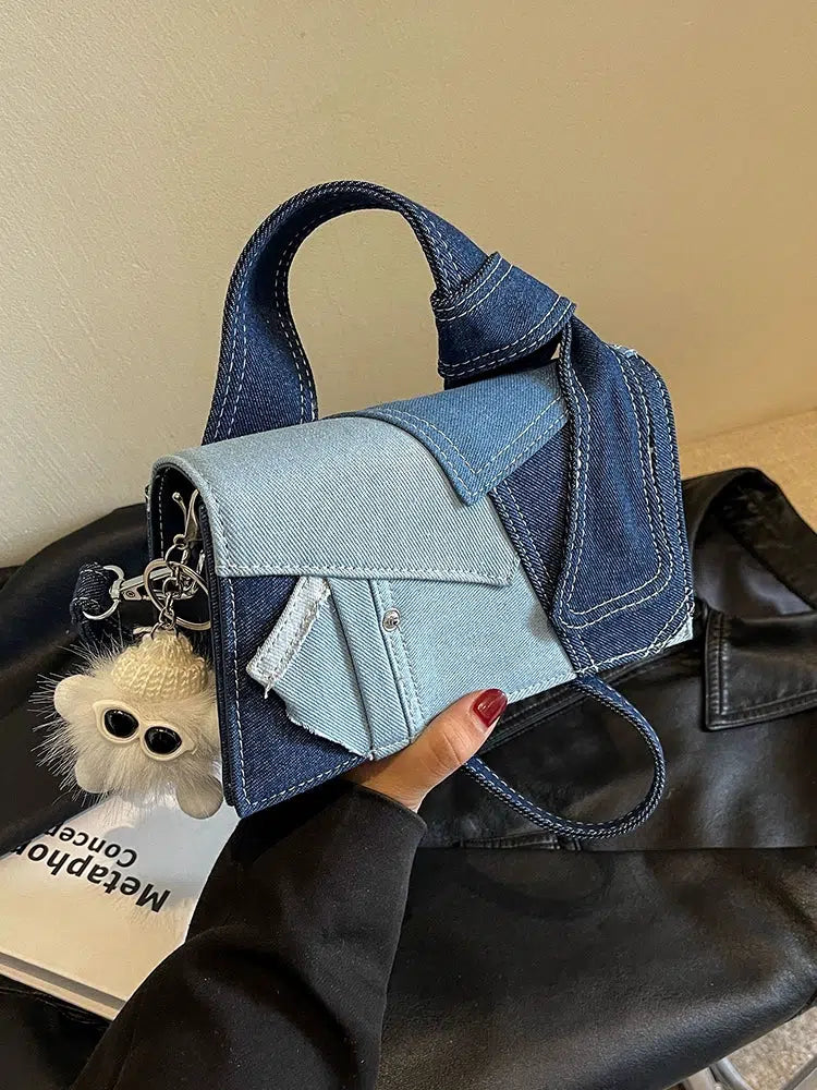Denim Patchwork Small Square Bag