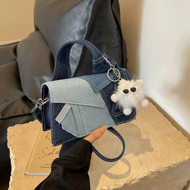 Denim Patchwork Small Square Bag