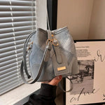 Denim Pattern Bucket Shaped Bag