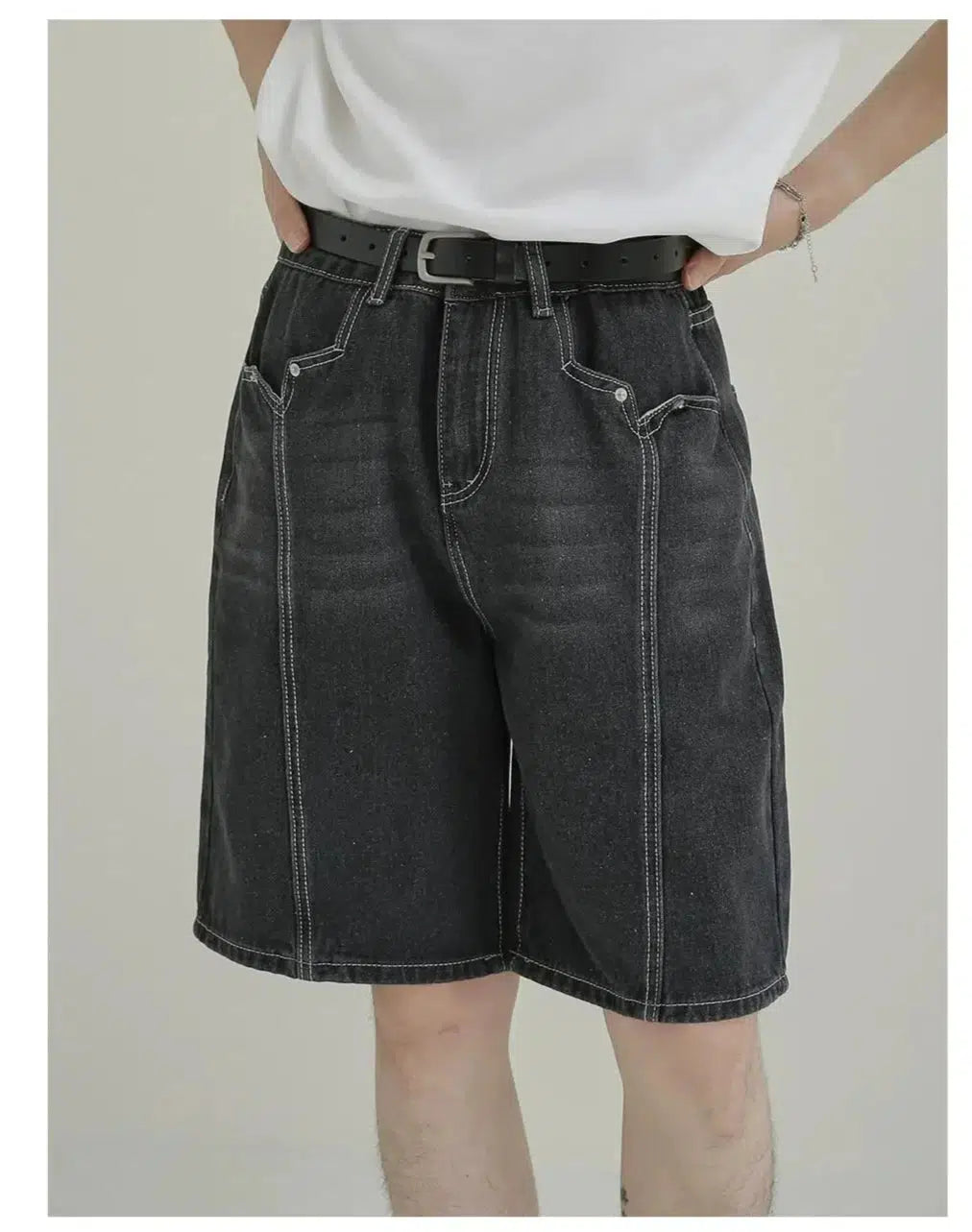 Denim Shorts with 3D Stitching Design