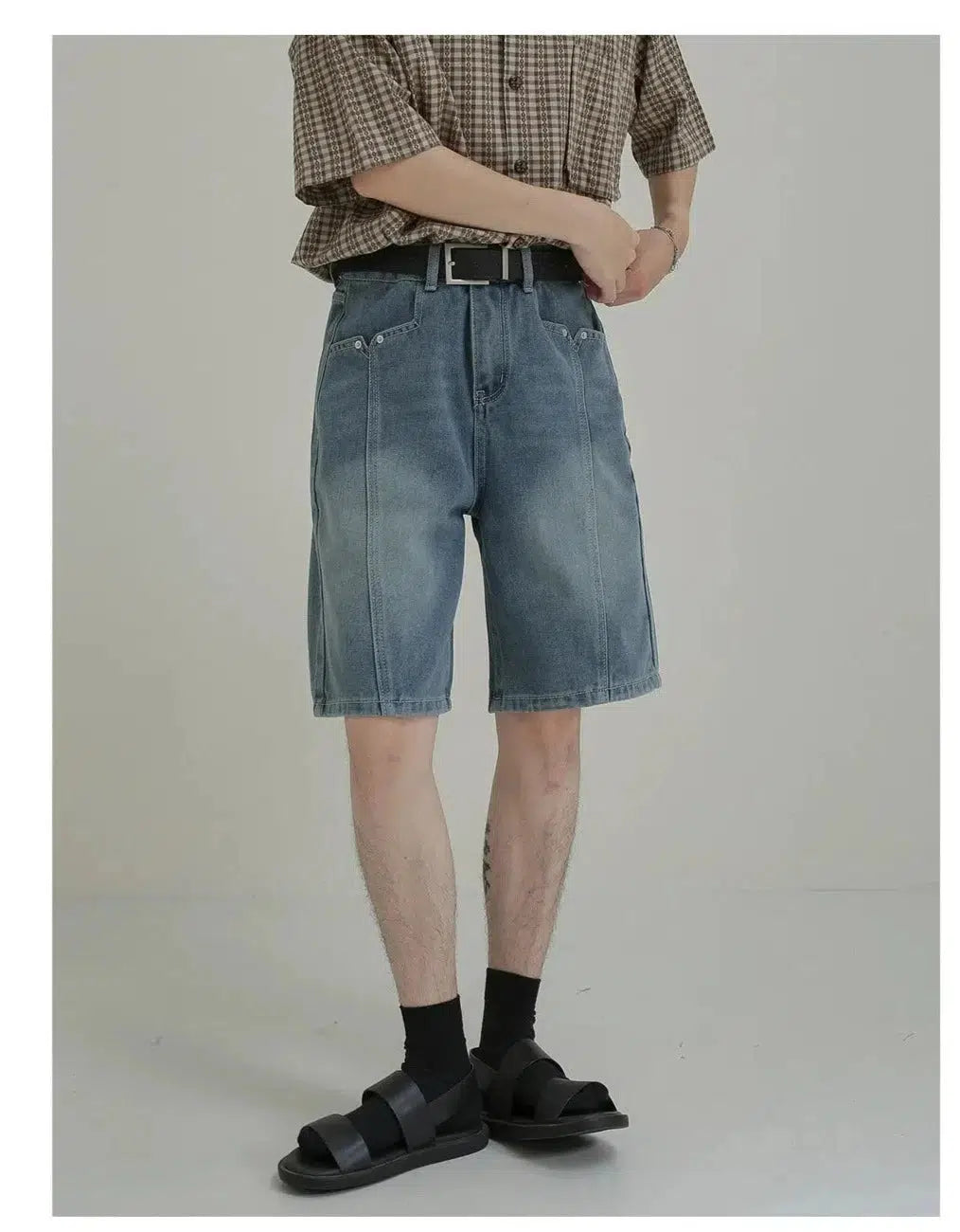 Denim Shorts with 3D Stitching Design