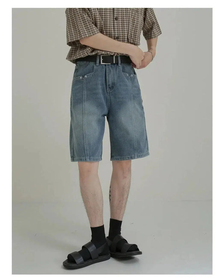 Denim Shorts with 3D Stitching Design