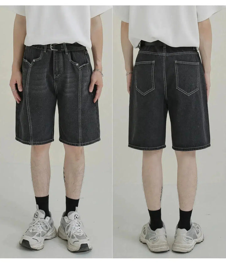 Denim Shorts with 3D Stitching Design