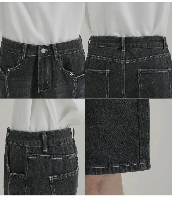Denim Shorts with 3D Stitching Design