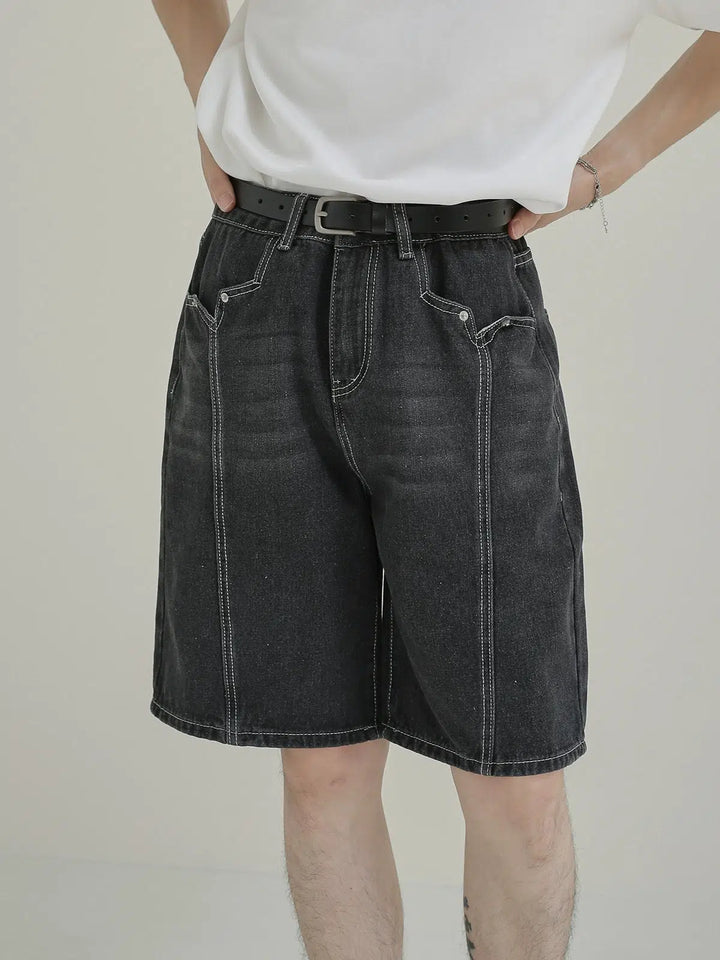 Denim Shorts with 3D Stitching Design