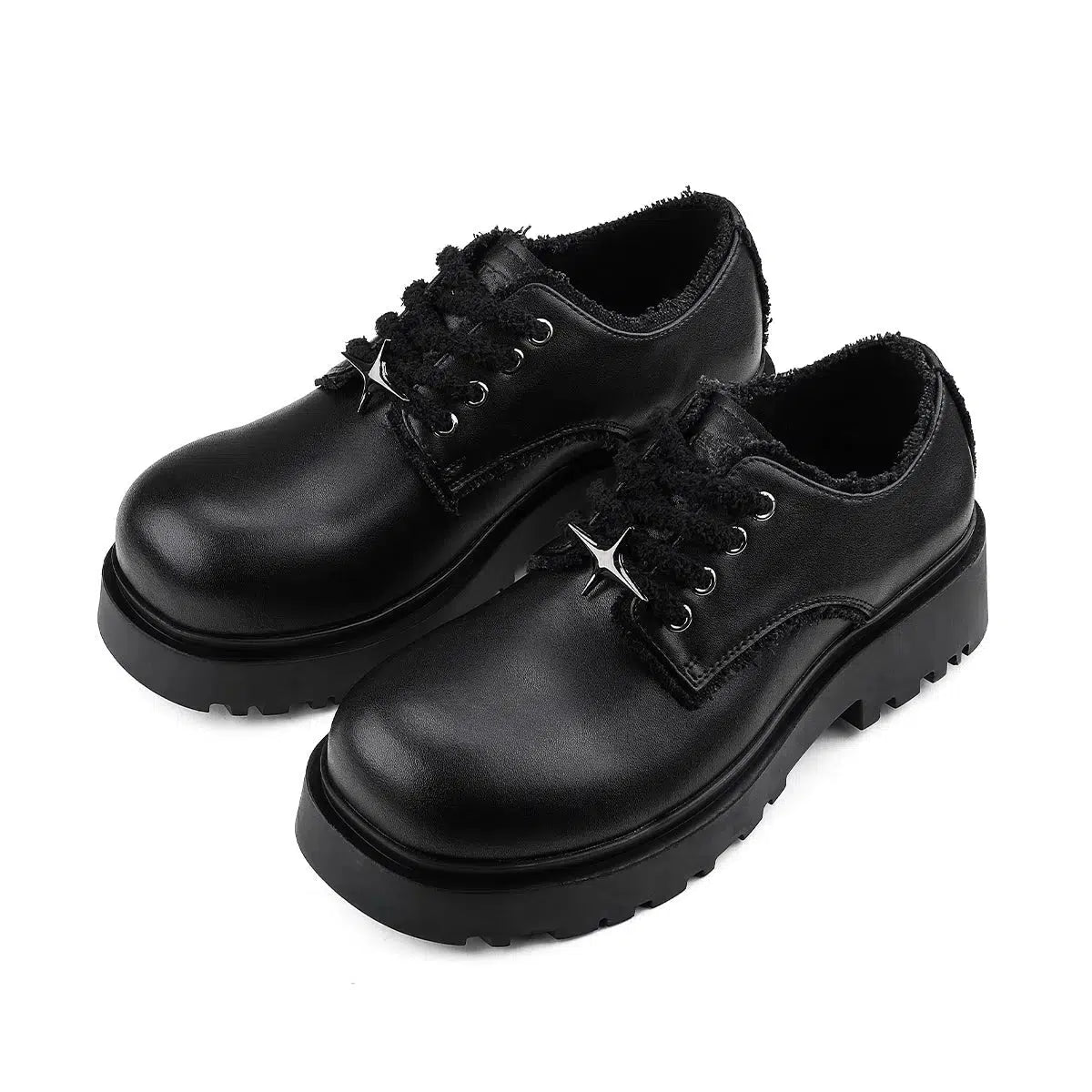 Derby Lace-Up Casual Shoes with Star Design