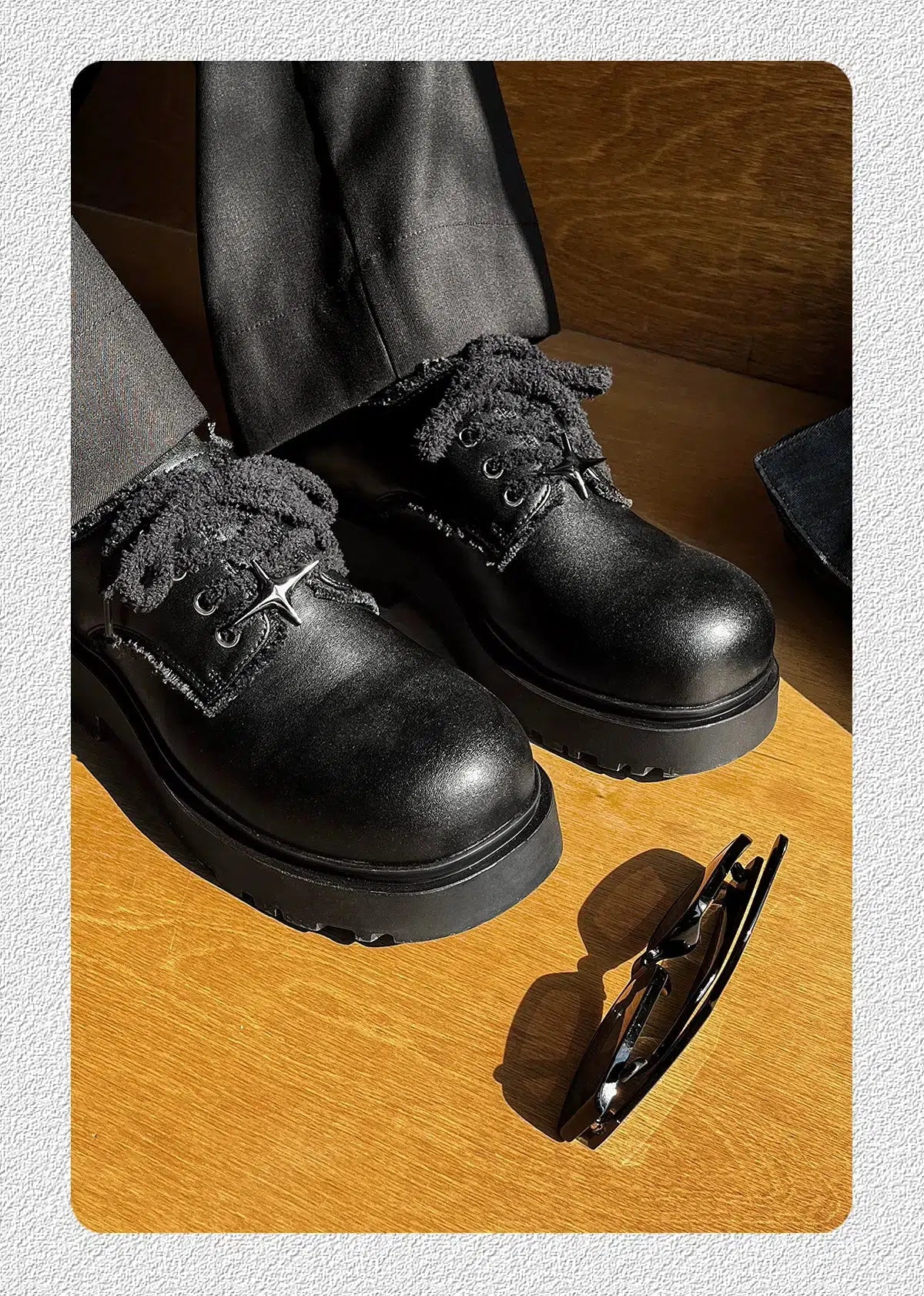 Derby Lace-Up Casual Shoes with Star Design