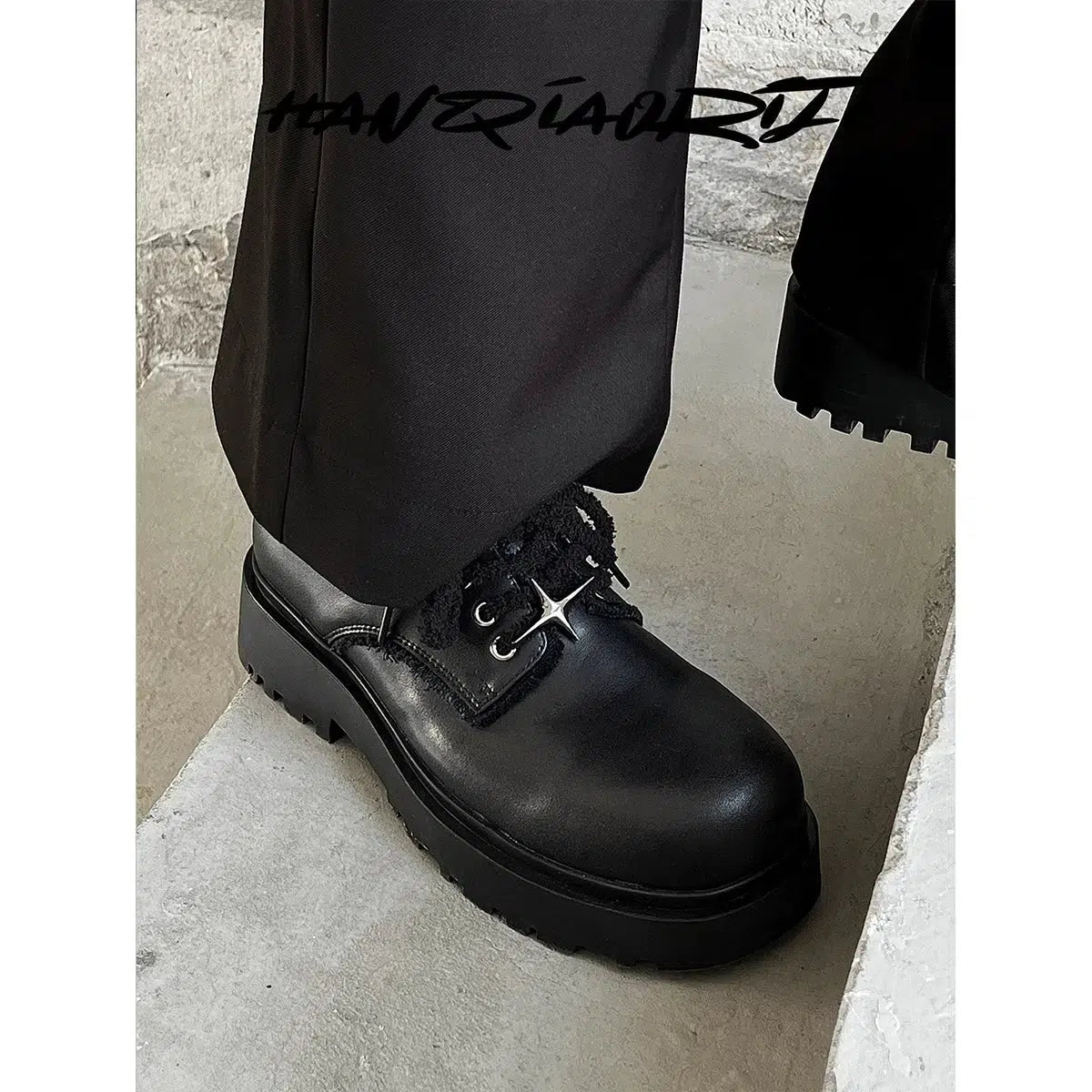 Derby Lace-Up Casual Shoes with Star Design