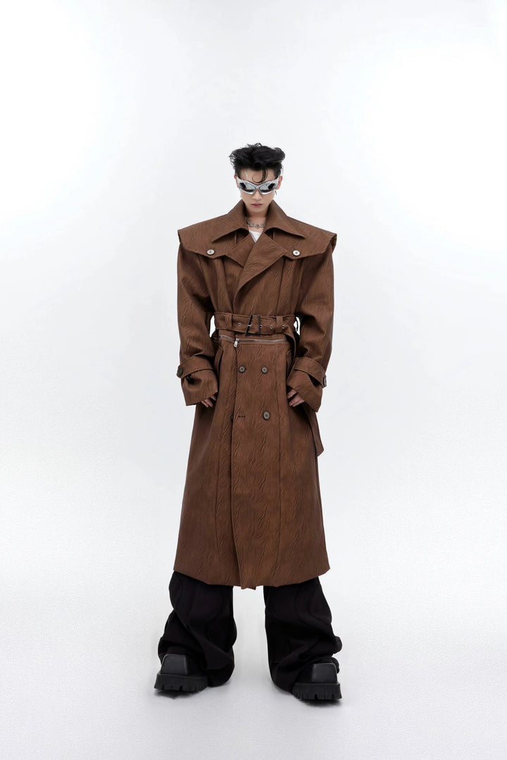 Detachable Cape Cracked Leather Windbreaker