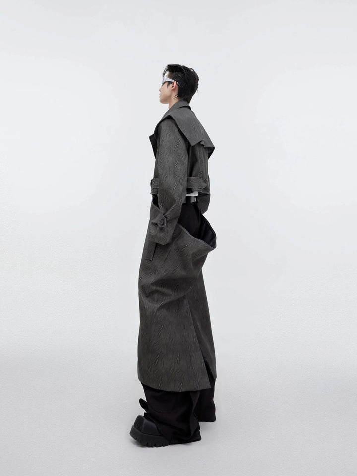 Detachable Cape Cracked Leather Windbreaker